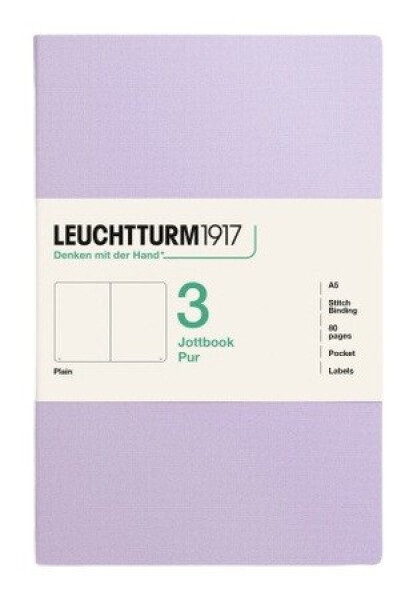 Zápisník Jottbook pur A5, 80l, čistý, Lilac, 3ks
