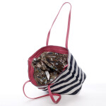 Letní koženkovo textilní taška Navy Stripes modro růžová