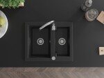 MEXEN/S - Carlos granitový dřez 1.5 včetně baterie Telma, černá/stříbrná metalik 6518-73-670200-00