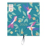 Busy B Rodinný nástěnný kalendář Birds 2026, zelená barva, papír