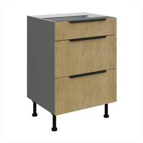 Spodní skříňka Cremona ANT 60 D 3S BB - Premium Box Barva korpusu: Antracit, Barva dvířek: Dub Cremona