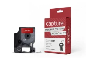 Capture kompatibilní páska pro DYMO Rhino / Páska do tiskárny štítků / 12 mm / černý tisk / bílý podklad / 5,5 m (CA-18444)