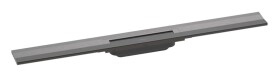 HANSGROHE - RainDrain Flex Lineární sprchový žlab s nerezovým roštem 800, ke stěně, zkrátitelný, kartáčovaný černý chrom 56051340