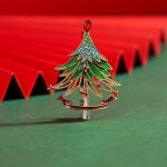 Vánoční brož Swarovski Elements Fionnita - vánoční stromeček, Barevná/více barev