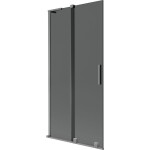 MEXEN/S - Velar L dvoukřídlá posuvná vanová zástěna 95 x 150, grafit, grafit metal 896-095-003-41-95