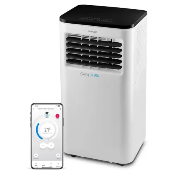 SENCOR SAC MT1048C bílá / mobilní klimatizace / 1050W / 10000 BTU / chlazení / odvlhčování / ventilátor / smart WiFi (8590669386451)