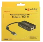 DeLock Adaptér Mini DisplayPort na DisplayPort + HDMI + DVI černá / Redukce / pasivní / 1920×1200 / 0,16 m (62623)