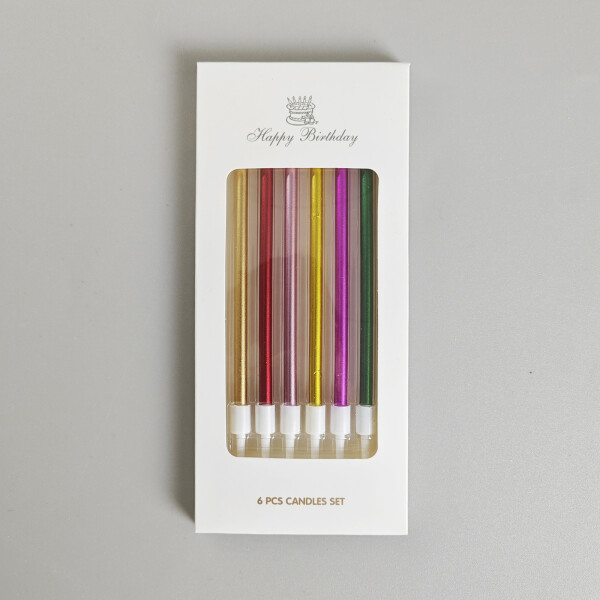 Dortové svíčky ELEGANT barevné 6ks