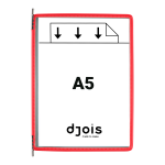 Djois závěsný rámeček s kapsou, A5, otevřený shora, červený, 10 ks