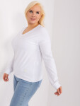 Bílá dámská halenka plus size s nášivkou