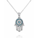 Stříbrný náhrdelník Hamsa - letní talisman, stříbro 925/1000, Stříbrná 39 cm + 5 cm (prodloužení) Bílá