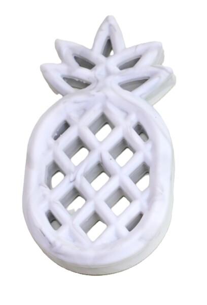 Silikonové kousátko - bílé žíhané - ananas - 84 x 44,5 x 10 mm - 1 ks