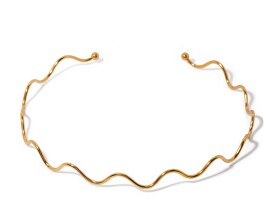 ELENYS Wawe – pozlacený náhrdelník 18K žluté zlato Průměr chokeru: 12,3 cm (nastavitelný / roztahovací)