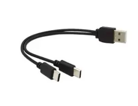 PremiumCord USB-A na 2x USB-C nabíjecí rozdvojka / Nabíjecí kabel / 30 cm (ku2y04)