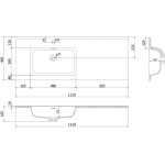 MEXEN - Otis umyvadlo zapuštěné do desky levá 121 x 46,5, černá mat 25181271L