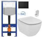 CERSANIT předstěnový instalační systém s černým tlačítkem K97-0574 + WC Ideal Standard Tesi se sedátkem SoftClose, AquaBlade K97-526 0574 TE1