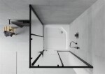 MEXEN/S - Rio sprchový kout čtverec 90 x 90, dekor, černý + vanička Rio včetně výpustě 860-090-090-70-30-4510