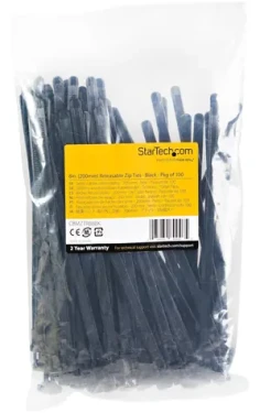 StarTech Stahovací pásky 200 mm černá / Stahovací páska / Nylon / 100 ks (CBMZTRB8BK)