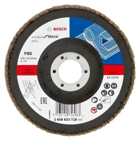 BOSCH Lamelový brusný kotouč X431 P80 125 mm / Lamelový brusný kotouč / Zrnitost P80 / O 125 mm / Otvor 22,23 mm (2608603718)