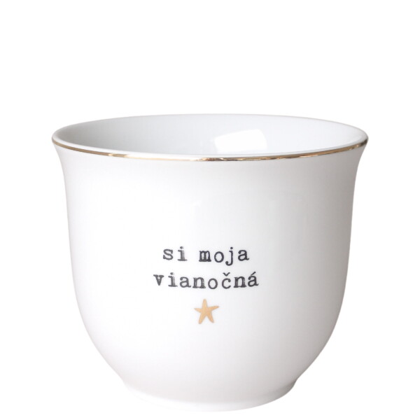 Bella Rose Porcelánový obal na květináč Si moja vianočná hviezda 10 cm – SK, černá barva, bílá barva, zlatá barva, porcelán