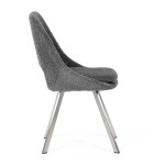 Židle jídelní, šedá látka, kovové nohy, broušená nerez.