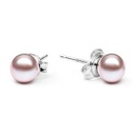 Náušnice s levandulovou 5.5-6 mm perlou Chloe II, stříbro 925/1000, Levandulová