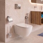 Kielle - Genesis New Set předstěnové instalace, kompaktního klozetu Oudee, Vortex Rimless+, sedátka softclose a tlačítka Gemini New II, lesklý chrom 30528SS41