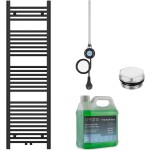 CERANO Koupelnový elektrický radiátorový set Benito - WIFI - 600W - černá matná - 1500x450 mm