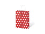 Papírová dárková taška červená s bílým puntíkem 31 cm Papírová dárková taška červená s bílým puntíkem 31 cm