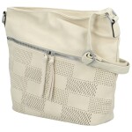 Trendy dámská koženková crossbody kabelka Rebecca, krémová
