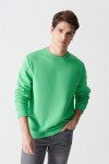 Avva Neon Green Unisex Sweatshirt Crew Neck Fleece 3 Thread Cotton Regular Fit