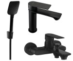 MEXEN - Royo R62 Set umyvadlové a vanové baterie s příslušenstvím, černá 72203R62-70