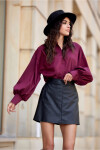 Krátká koženková sukně SPO0052 černá - Roco Fashion 38