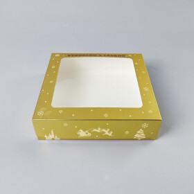 Cake star vánoční krabice zlato-bílá s laminací S 20x20x5cm