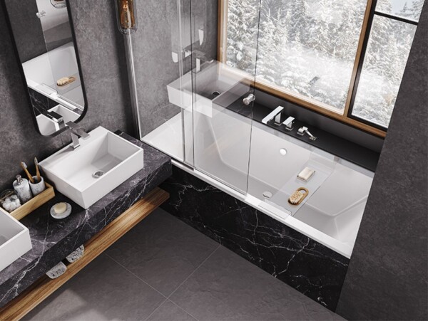 BESCO - Vanová zástěna EASY SLIDE CHROM - Barva rámu - Hliník leštěný, Rozměr A - 100, Směr zavírání - Univerzální Levé / Pravé, Výplň - Čiré bezpečnostní sklo - 4 mm BCEASL100CC