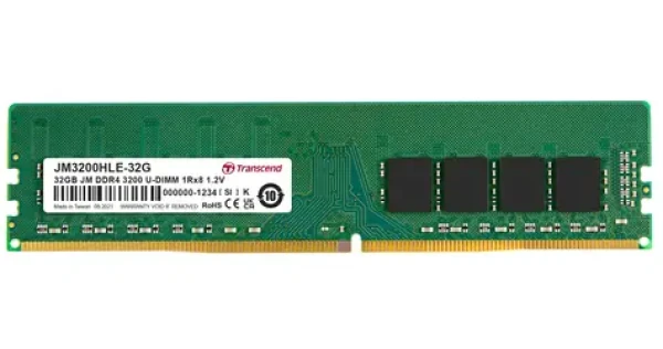 Transcend JetRam 32GB (1x32GB) 3200MHz / U-DIMM / DDR4 / CL22 / 1.2V / 2Rx8 (JM3200HLE-32G)