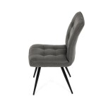 Židle jídelní, šedá látka v dekoru broušené kůže, černý kov