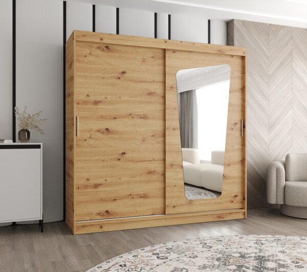 Šatní skříň Abi Moka Rozměry: 200 cm, Barva korpusu + barva dveří: Dub artisan + Dub artisan