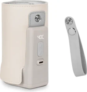 LIONELO Bezdrátový ohřívač lahví Thermup Go Plus Beige Sand / 3000 mAh / LCD / 5 teplot (LOC-THERMUP GO PLUS BEIGE SAND)