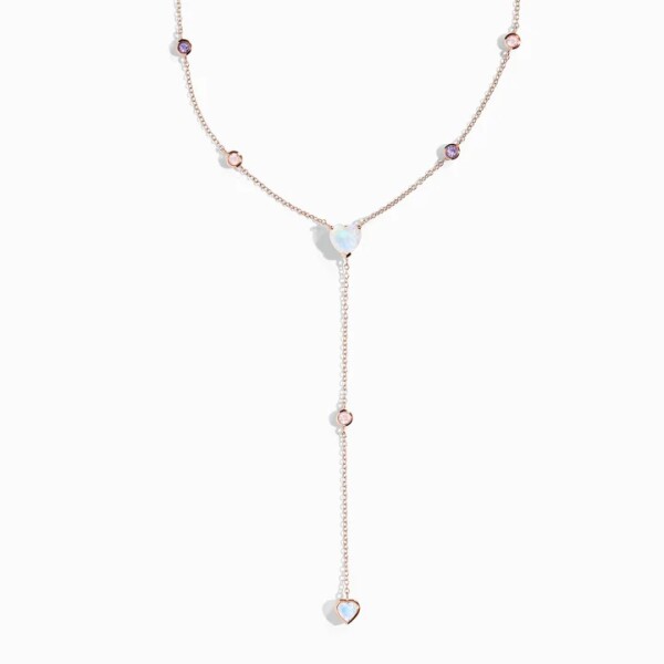 Royal Fashion náhrdelník 18k zlato Vermeil GU-DR24617N-ROSEGOLD-MOONSTONE-ROSEQUARTZ-AMETHYST