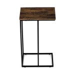 Odkládací stůl, MDF deska, dekor staré dřevo, černý kov