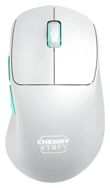 Cherry Xtrfy M64 Wireless bílá/tyrkysová / Bezdrátová herní myš / optická / 26000 DPI / 2.4 GHz / 53 g (CX-M64W-WHITE)