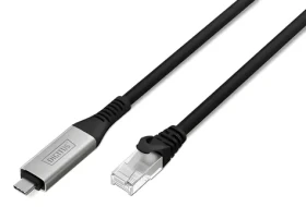 Digitus černá / USB-C LAN adaptér / Gigabit Ethernet / Cat6a S/FTP / 15 m (AK-300601-150-S)