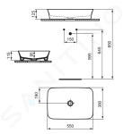 IDEAL STANDARD - Ipalyss Umyvadlo na desku, 550x380 mm, bez přepadu, matná bílá E2076V1