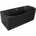 MEXEN/S - Gia volně stojící rohová vana reliéf levá 150 x 75, černá mat, sifon a přepad zlatá 52701507571L-50