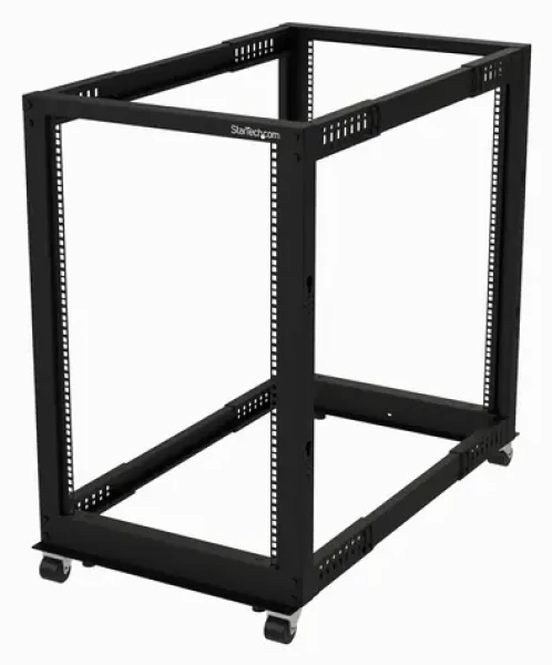 StarTech Otevřený rack 18U mobilní / Otevřený rozvaděč / 19" / 4-sloupkový / nastavitelná hloubka 22-40" / pojízdný (4POSTRACK18U)