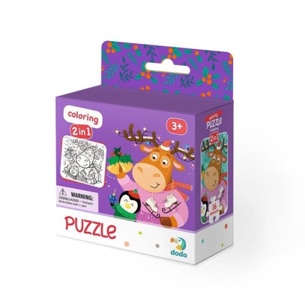 Dodo Puzzle s omalovánkou - Roztomilý jelen a tučňák 16 dílků