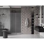 MEXEN/S - Velar L posuvné sprchové dveře 90, dekor, grafit kartáčovaná 871-090-003-31-66