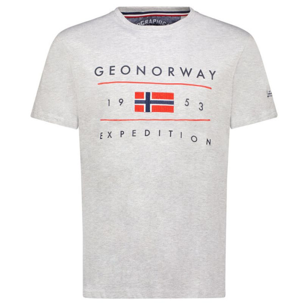 Geografické Norsko Jezolo DB 254 M SY9738H/GN-Síťované šedé tričko s