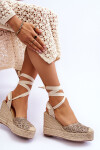Vázané dámské sandály na klínu Béžové Josephine 41